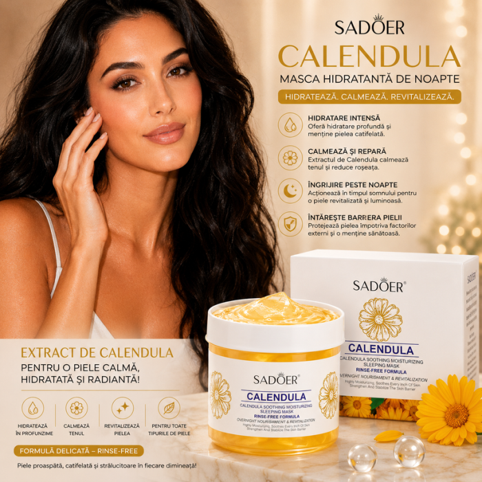 Mască Hidratantă de Noapte cu Gălbenele, Calendula, Sadoer, 150g [2]