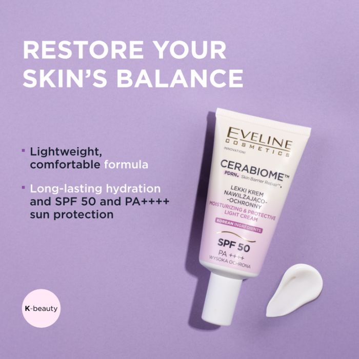 Cremă de față hidratantă cu SPF50, Ceramide PDRN+ , Cerabiome, Eveline, 30ml [4]
