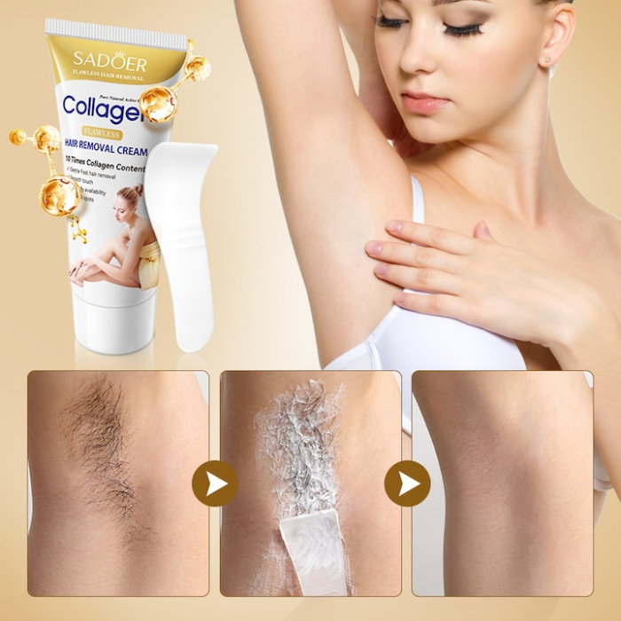 Cremă depilatoare pentru corp, cu 10 x Colagen, Sadoer, 60g [3]