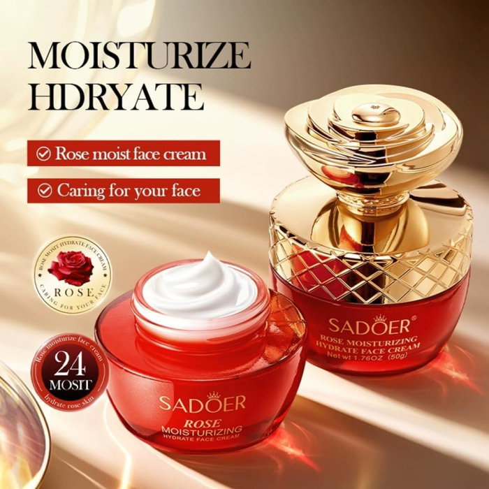 Crema Hidratanta cu Trandafiri, Antirid si Iluminatoare, Sadoer, 50g [6]