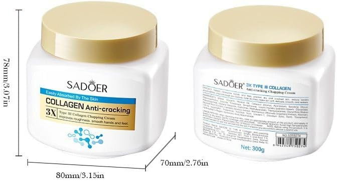 Crema pentru Mâini și Picioare Uscate și Crăpate, cu 3X Collagen, Sadoer, 300g [2]
