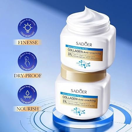 Crema pentru Mâini și Picioare Uscate și Crăpate, cu 3X Collagen, Sadoer, 300g [4]