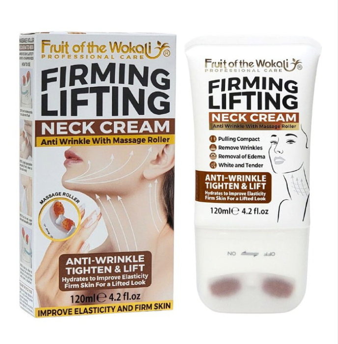 Cremă lifting pentru zona gâtului cu colagen și roller masaj integrat Fruit of the Wokali 120ml – reduce ridurile și tonifiază pielea [4]