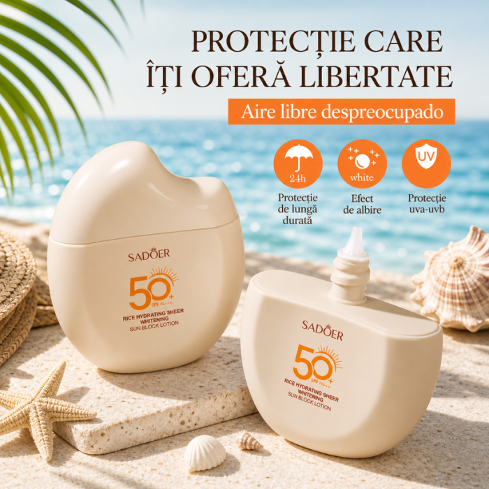 Cremă de față cu SPF50 si Extract de Orez, Hidratare si Iluminare, Sadoer, 60g [2]