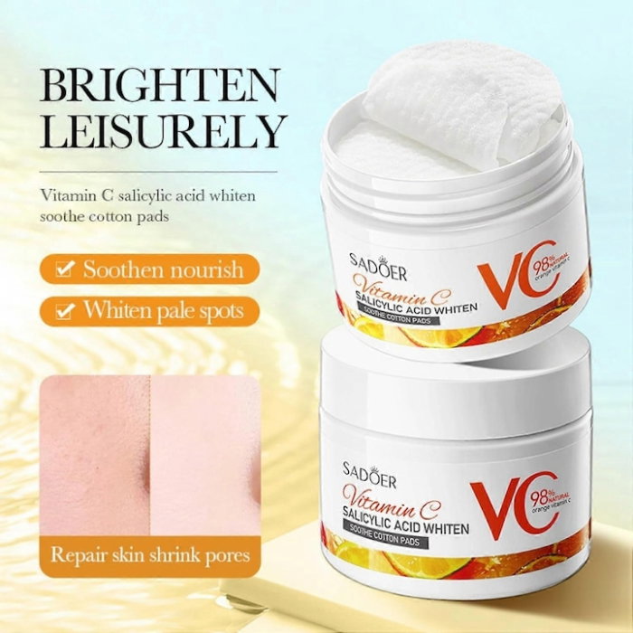 Dischete Sadoer Vitamin C Salicylic Acid Whiten Soothe Cotton Pads 55 bucati cu Vitamina C 98%, Acid Salicilic si Niacinamida – anti-acnee, pori dilatati, pete pigmentare, iluminare ten [3]