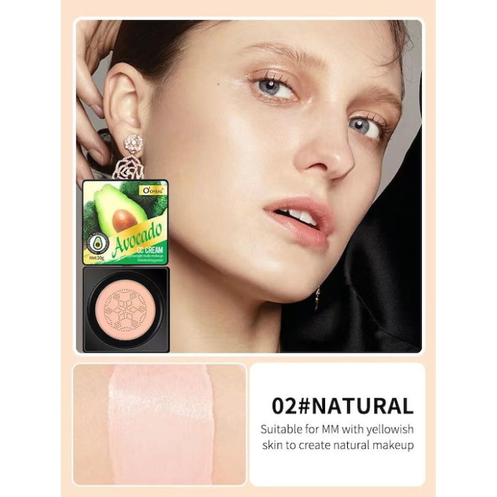 Fond de ten/CC Cream Cushion Avocado, Aplicator inclus, O'CHEAL, 02 Natural, 20 g [6]