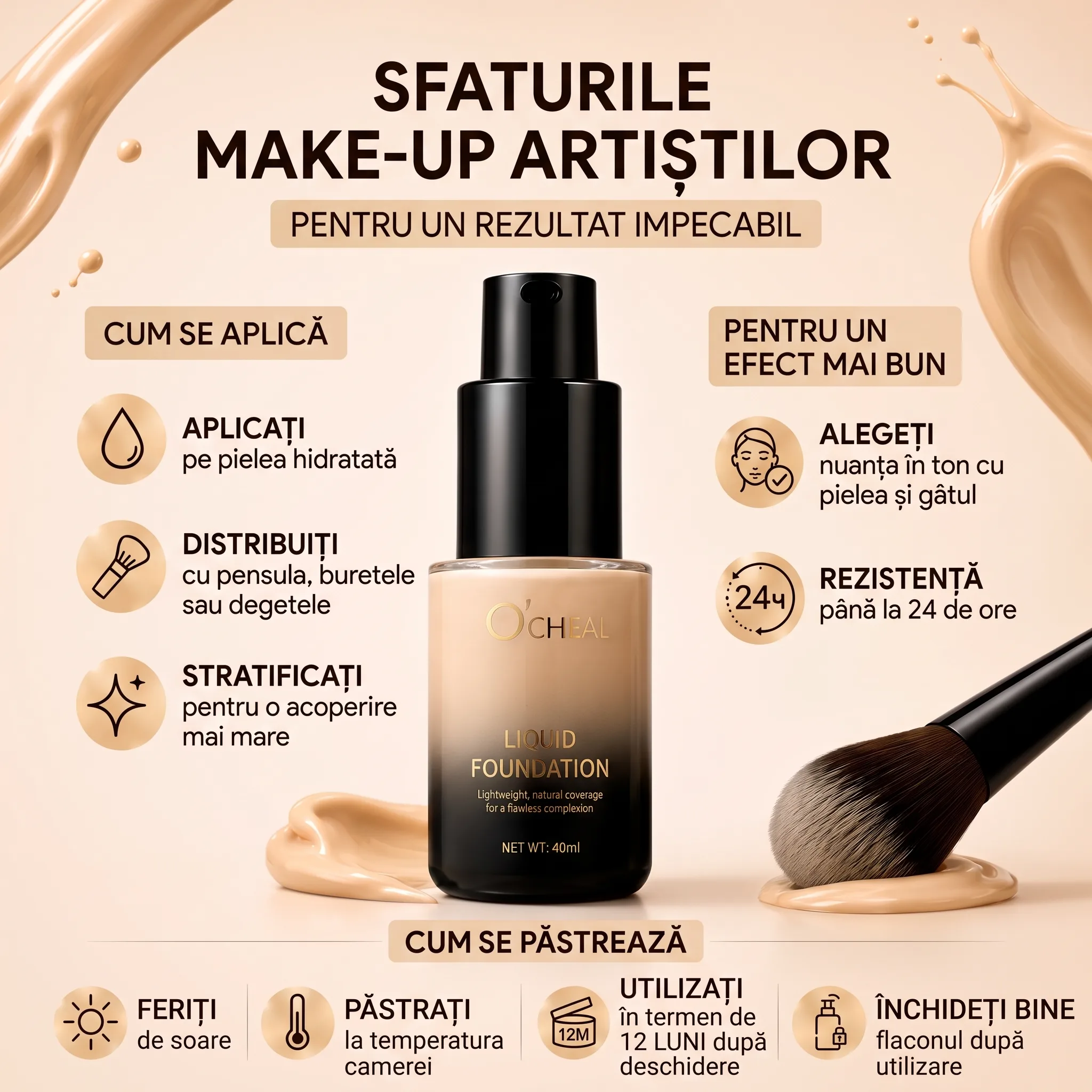 Fond de Ten O'Cheal, Liquid Foundation, Lightweight, 40 ml [6]