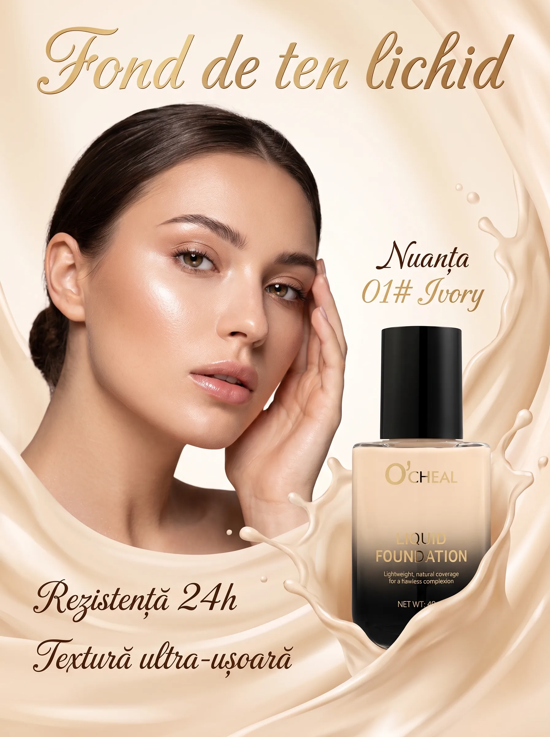Fond de Ten O'Cheal, Liquid Foundation, Lightweight, 40 ml [4]
