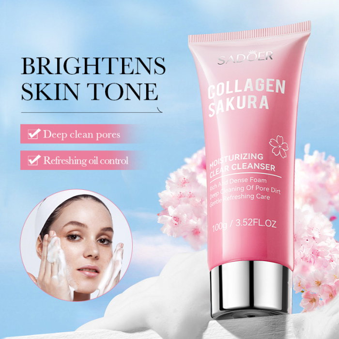 Gel de Curățare pentru Fata, cu Colagen si Extract de Cirese Japoneze, Collagen Sakura, Sadoer, 100g [4]