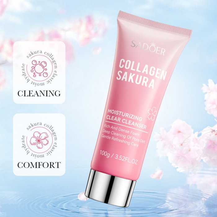 Gel de Curățare pentru Fata, cu Colagen si Extract de Cirese Japoneze, Collagen Sakura, Sadoer, 100g [2]