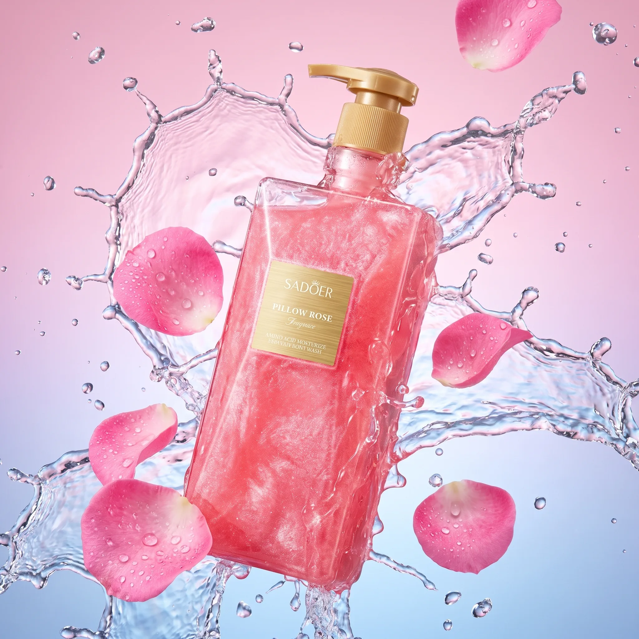 Gel de Duș cu Sclipici, Aroma de Trandafiri, Pillow Rose, Sadoer, 500ml [2]