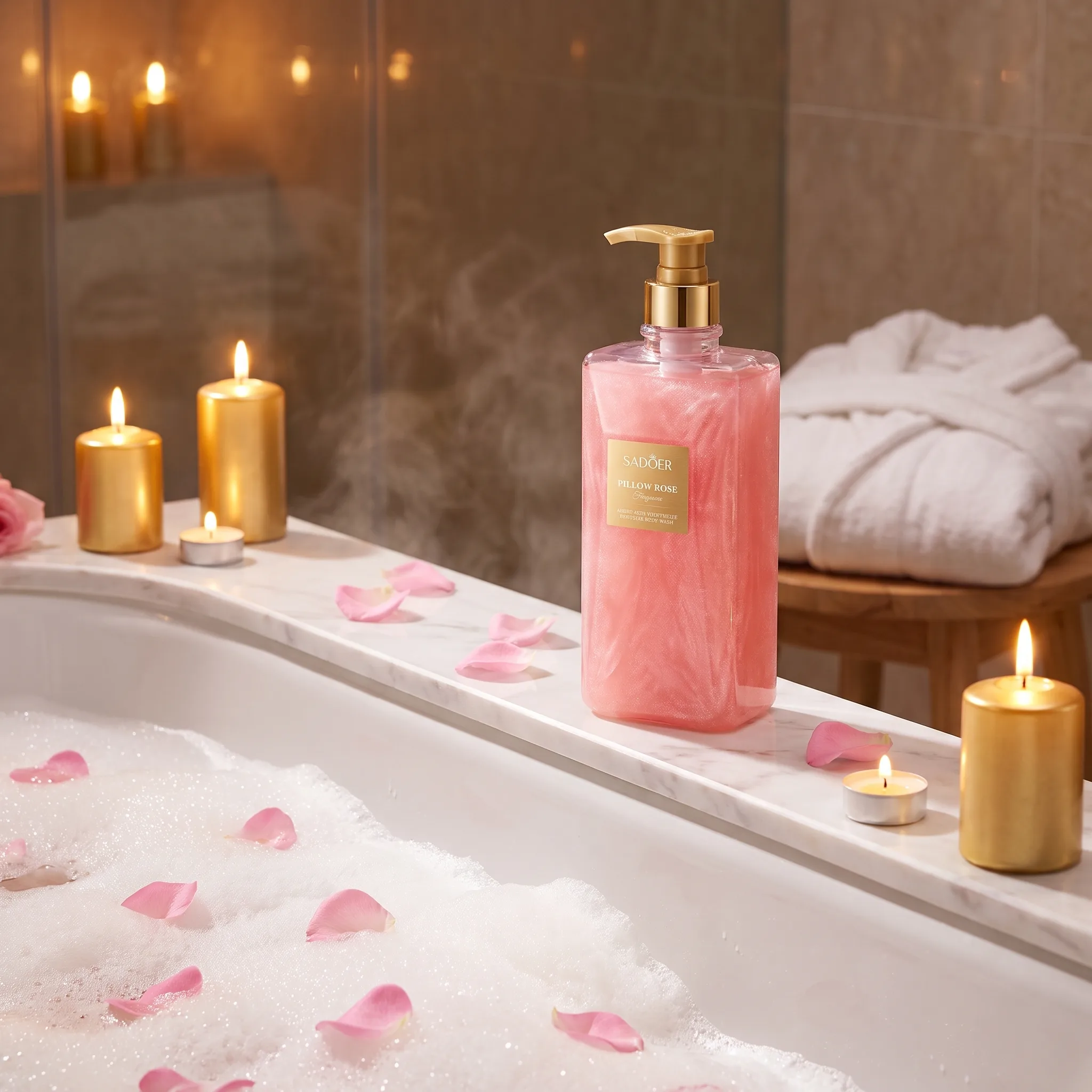 Gel de Duș cu Sclipici, Aroma de Trandafiri, Pillow Rose, Sadoer, 500ml [8]