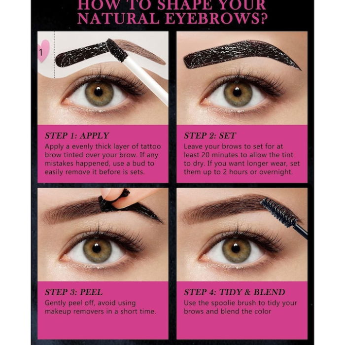 Gel Peel-Off pentru sprancene cu efect de tatuaj temporar, cu sabloane si perie incluse, O'CHEAL, 15ml [5]