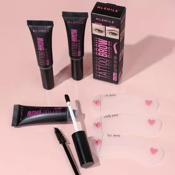 Gel Peel-Off pentru sprancene cu efect de tatuaj temporar, cu sabloane si perie incluse, O'CHEAL, 15ml [4]