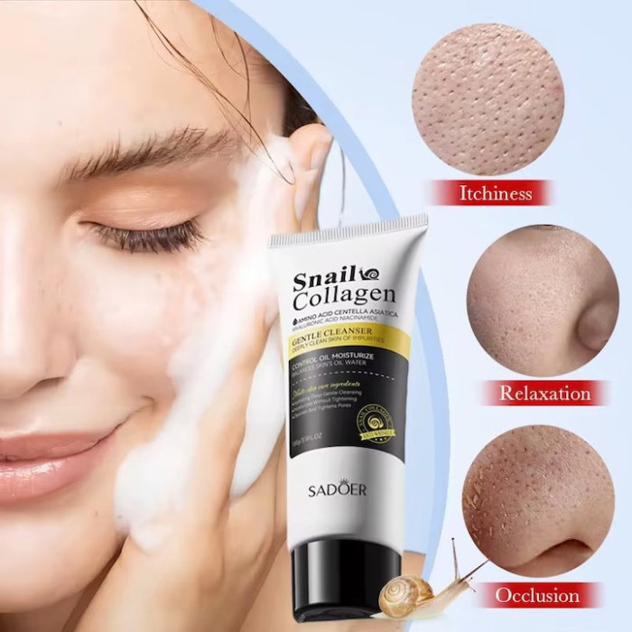 Gel pentru Curățarea Tenului cu Extract de Melc și Colagen, Sadoer, 100g [3]