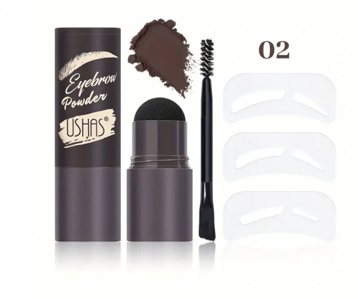 Kit pentru sprancene cu stampila, sabloane si pensula, Nuanta 02 [2]