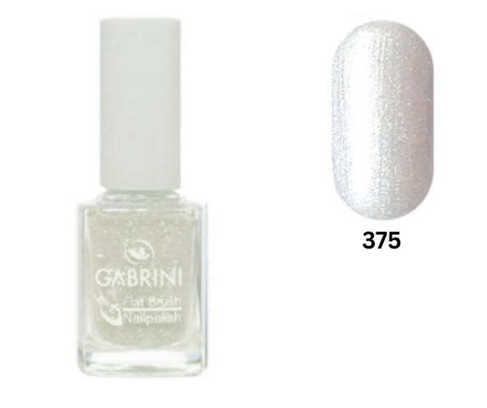 Lac de unghii Alb laptos cu sclipici, Gabrini, Flat Brush Nailpolish 375, 12ml [1]