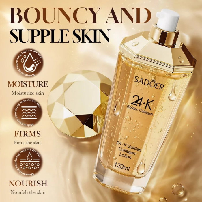 Loțiune Facială cu Particule Aur 24K, Colagen și Acid Hialuronic, Antirid și Hidratare, 120ml, Sadoer [2]