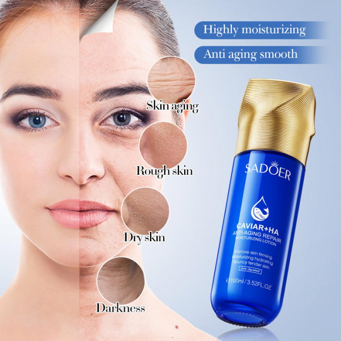 Loțiune Tonică Facială cu Acid Hialuronic și Caviar, Antirid și Iluminatoare, SADOER , 130ml [2]