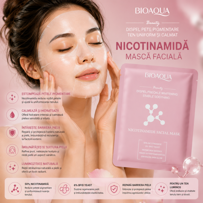 Masca faciala cu Nicotinamide pentru Pete Pigmentare, Hidratare Intensa, 25g, BIOAQUA [2]