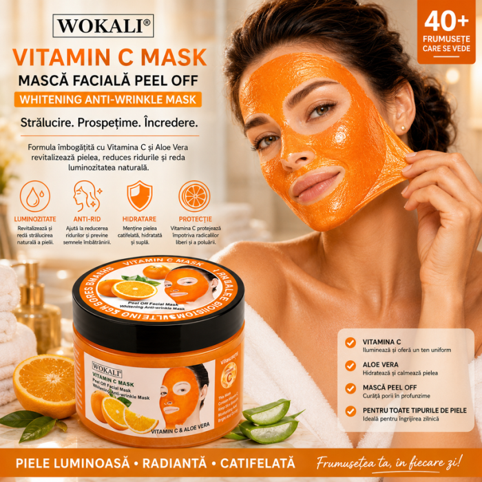 Mască de Față Peel-Off Antirid, Iluminatoare si pentru Curățarea Tenului, cu Vitamina C si Aloe Vera, 300g [3]