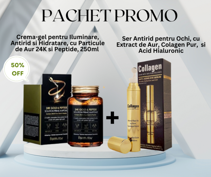 Pachet Promo -Crema-gel Antirid cu Particule de Aur 24K si Ser Antirid pentru Ochi, cu Extract de Aur [1]