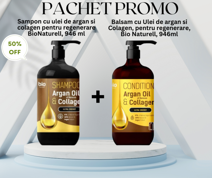 Pachet Promo - Sampon si Balsam cu ulei de argan si colagen, pentru regenerare, 2*946ml [1]