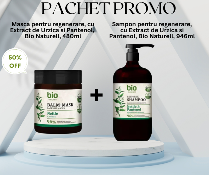 Pachet Promo - Sampon si Masca pentru regenerarea parului, cu Extract de Urzica si Pantenol [1]
