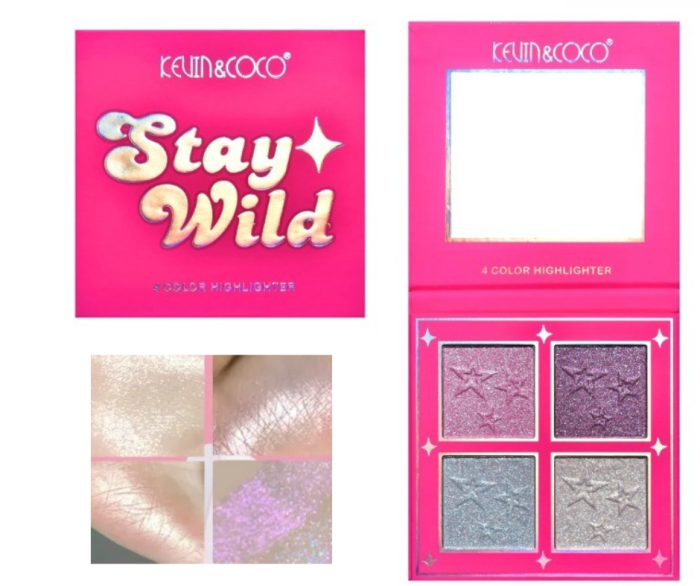 Paleta Iluminatoare, 4 Nuante Highlighter, Pigmentate, KEVIN & COCO [1]