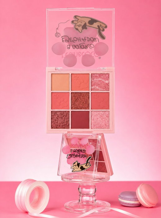 Paleta Farduri Rose cu 9 Culori Pigmentate, Mate si Sidefate, KEVIN & COCO, Varianta A [3]