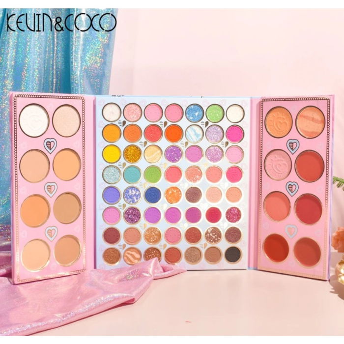 Paleta pentru fata cu 72 Farduri, Conturing, Iluminator si Blush, KEVIN & COCO [3]