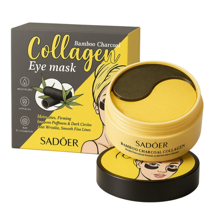 Set 60 Plasturi pentru Ochi cu Colagen si Carbune de Bambus, Anti-Cearcăne, Antirid si Iluminare, Sadoer [5]