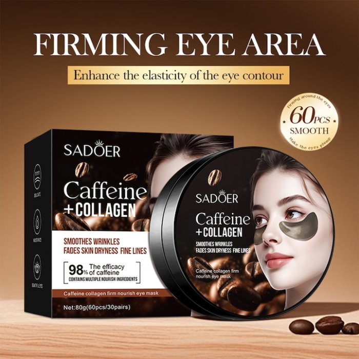 Set 60 Plasturi pentru Ochi cu Cafeina si Colagen, Anti-Cearcăne, Antirid si Iluminare, Sadoer [4]