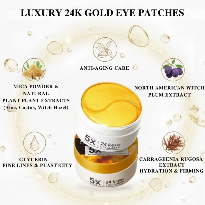 Set 80 Plasturi pentru Ochi cu Aur 24K si Colagen, Anti-Cearcăne, Antirid si Iluminare, Sadoer [3]