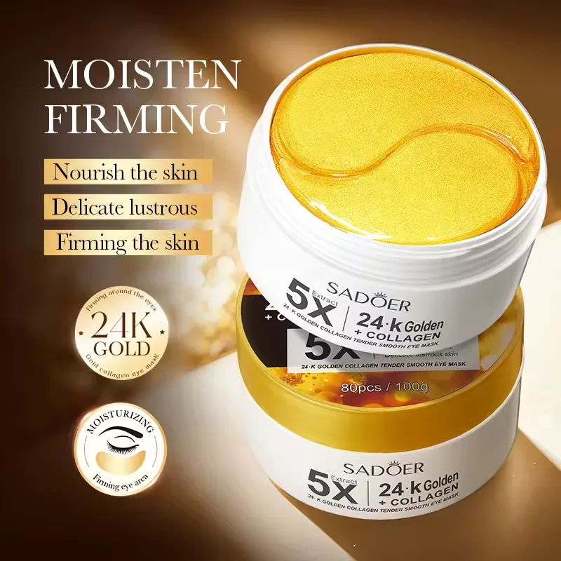 Set 80 Plasturi pentru Ochi cu Aur 24K si Colagen, Anti-Cearcăne, Antirid si Iluminare, Sadoer [6]