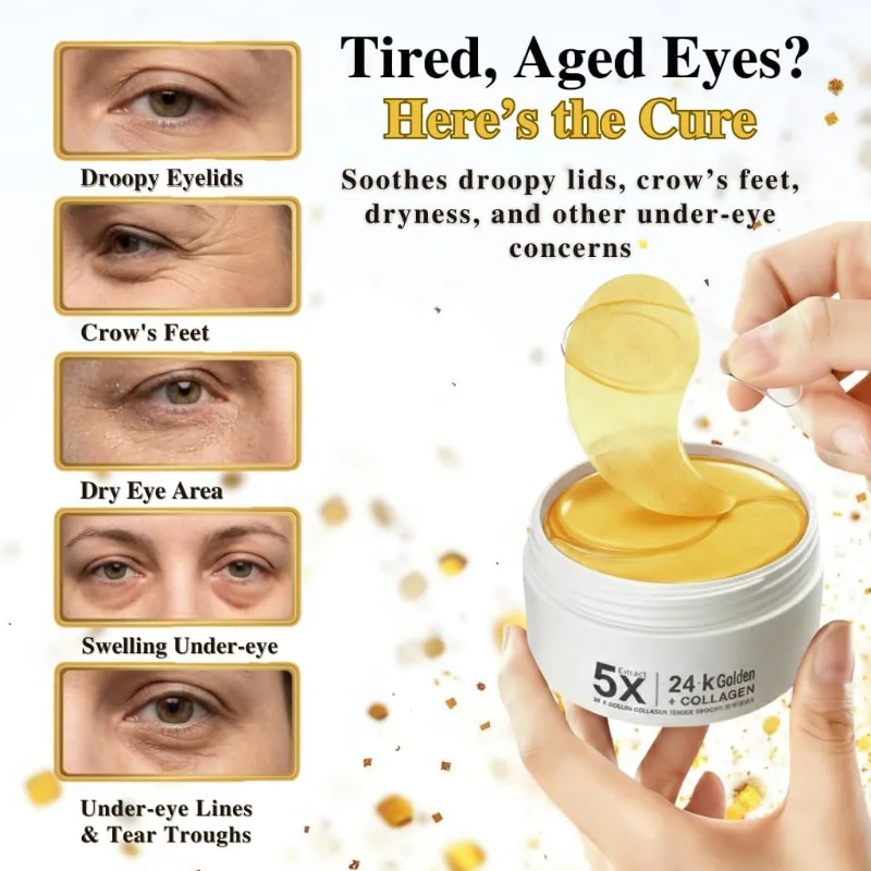 Set 80 Plasturi pentru Ochi cu Aur 24K si Colagen, Anti-Cearcăne, Antirid si Iluminare, Sadoer [10]