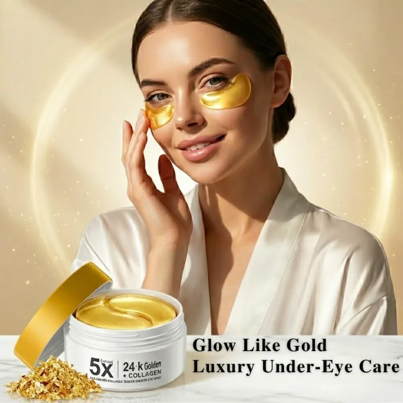 Set 80 Plasturi pentru Ochi cu Aur 24K si Colagen, Anti-Cearcăne, Antirid si Iluminare, Sadoer [7]