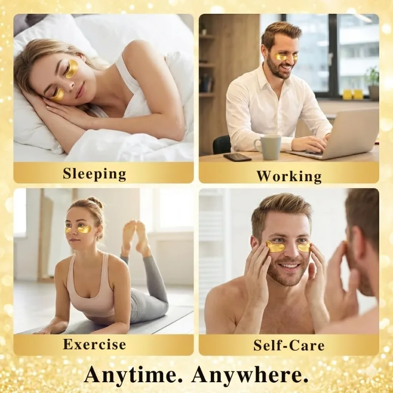 Set 80 Plasturi pentru Ochi cu Aur 24K si Colagen, Anti-Cearcăne, Antirid si Iluminare, Sadoer [5]