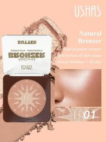 Pudră Bronzantă, Bronzer și Shimmer, Natural, Textură Fină, USHAS, 14g, 01 [4]