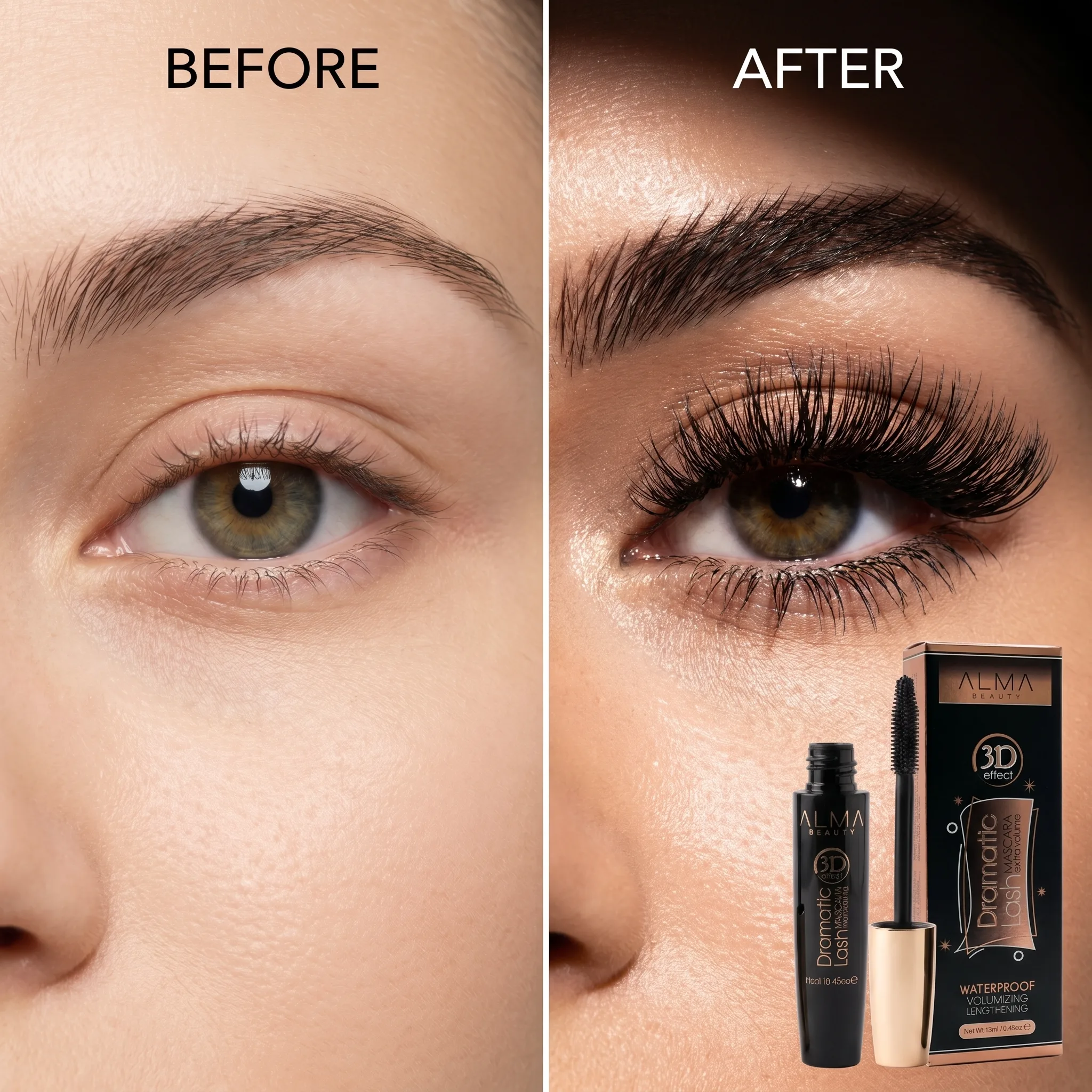 Rimel 3D pentru Alungire si Curbare, Dramatic Mascara Extra Volume, 13ml, Alma Beauty [2]