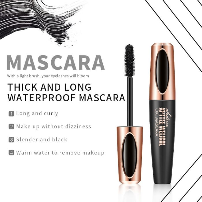 Rimel 4D pentru Alungire si Curbare, Black Mascara, 10 g, QIC [3]