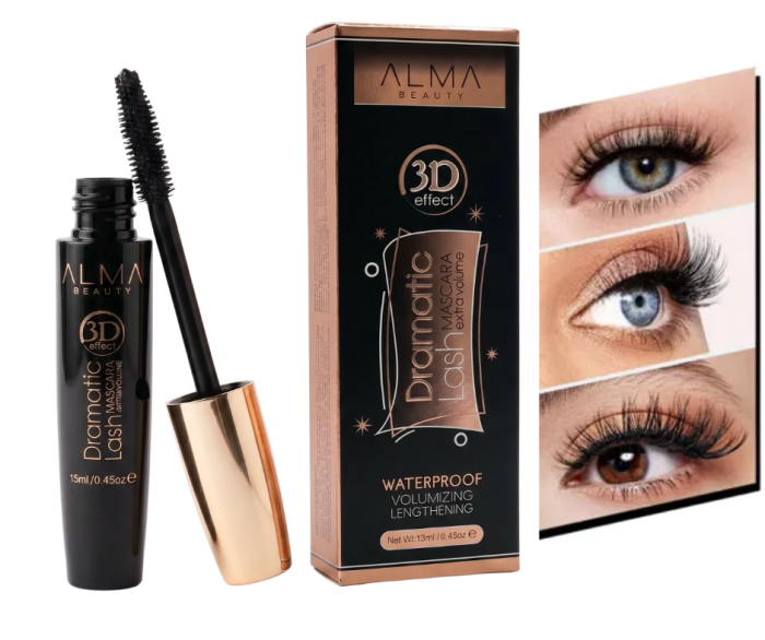 Rimel 3D pentru Alungire si Curbare, Dramatic Mascara Extra Volume, 13ml, Alma Beauty [9]