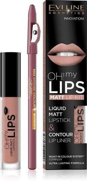 Ruj lichid mat + Creion, Matt Lip Kit Oh! My lips 08 ,Eveline Cosmetics [1]