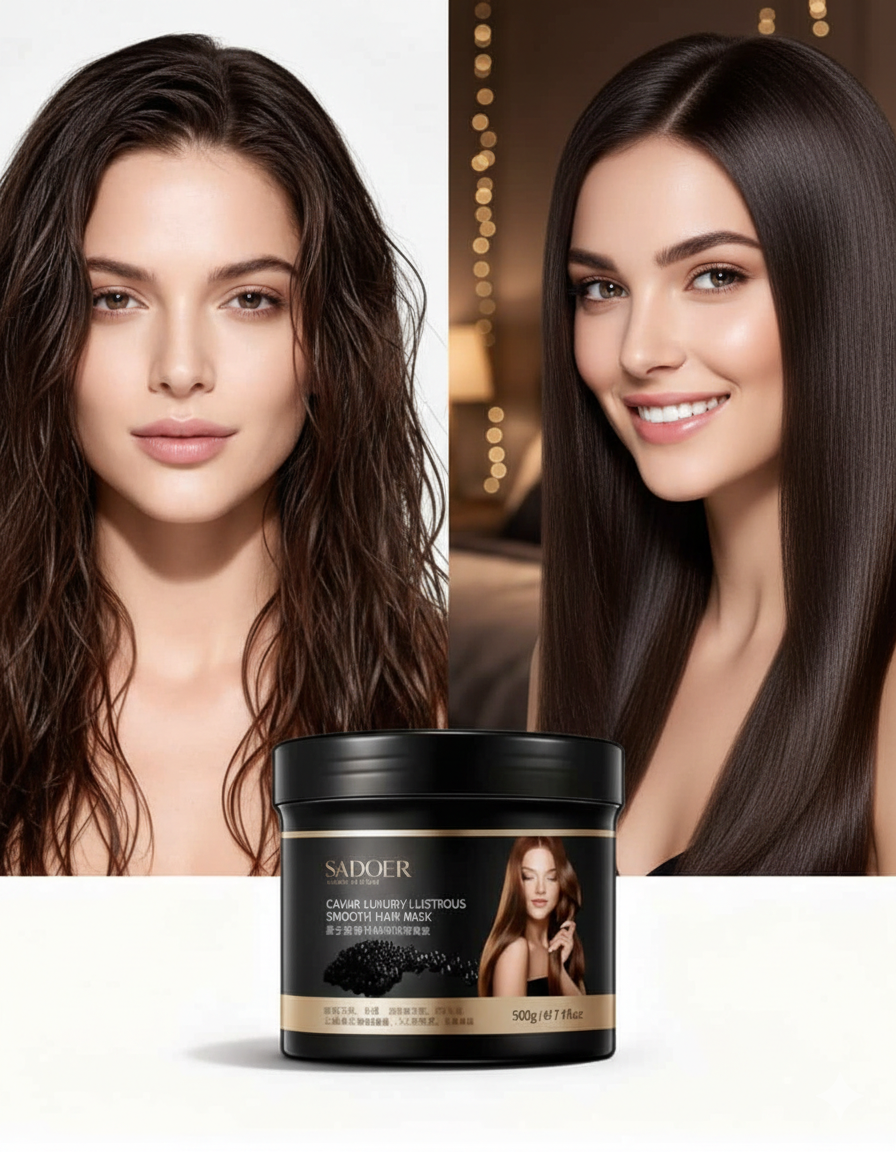 Mască de Păr Sadoer Caviar Luxury Lustrous Smooth - Tratament Reparator, Hidratant și Netezitre, 500g [3]