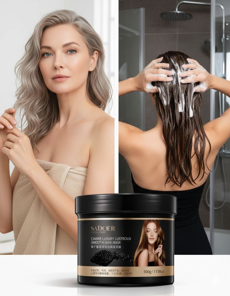 Mască de Păr Sadoer Caviar Luxury Lustrous Smooth - Tratament Reparator, Hidratant și Netezitre, 500g [4]