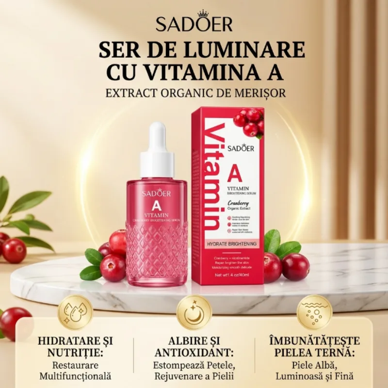 Ser Facial SADOER Vitamin A Cranberry Brightening Serum cu Retinol și Niacinamidă 40ml [3]