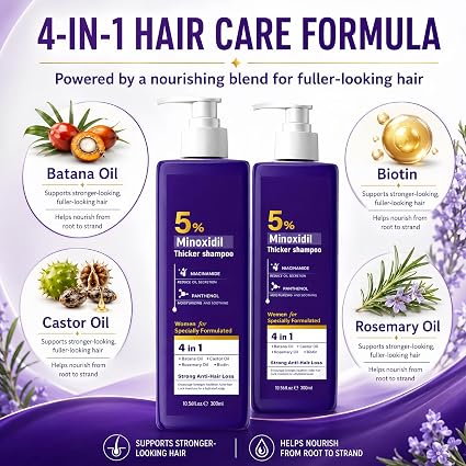 Șampon 4in1 cu Minoxidil 5% și Biotină, pentru Creșterea Părului și Hidratare Intensă, Kormesic, 300ml [4]