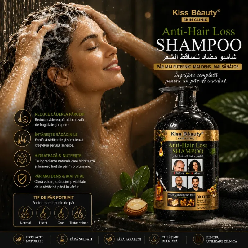 Șampon Anti-Hair Loss cu Ginseng Kiss Beauty 300ml – triplu efect împotriva căderii și pentru regenerarea părului [2]