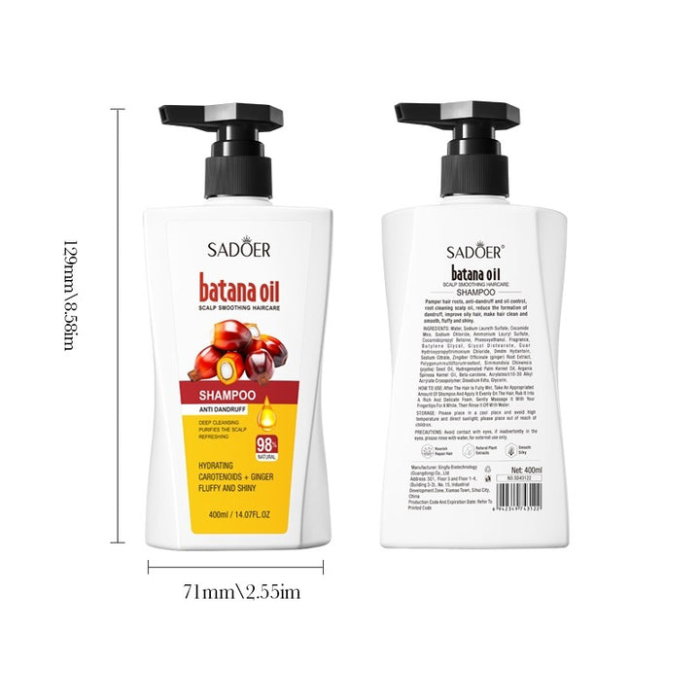 Șampon cu Ulei de Batană, Regenerare intensa și Anti-Mătreață, Sadoer, 400ml [8]