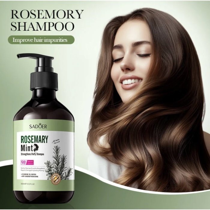 Sampon fortifiant Sadoer Rosemary Mint 350ml cu 98% Extracte Naturale de Rozmarin si Menta – Oil-Control, Anti-Dandruff, fortifiere fir si volum extra-dimensional [2]